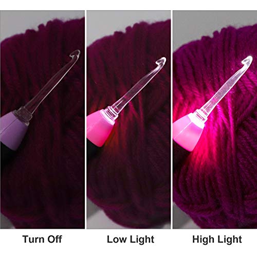 Lighted Crochet Hooks Set - 11 Sizes Light Up Crochet Hooks with Case,Rechargeable Crochet Hook with Light,2.5mm to 8mm