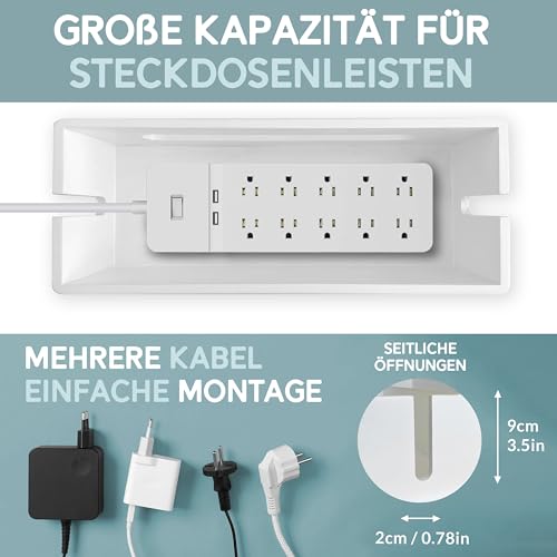 | Wood Cable Management Box White [Set of Two] Large &amp; Medium Cord Organizer Box Set to Hide Wires &amp; Power Strips | Cable Storage Box | TV, Desk, Computer, Router Cord Organization