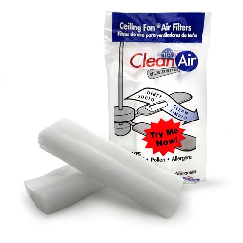 Ceiling Fan Blade Air Filter - Dust & Allergen Catcher - Easy-Attach - Blade Filters for Any Fan Size - Reduce Airborne Particles - Made in USA (1 Pack w/ 2 Filters)