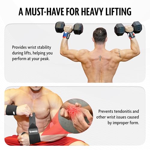 DMoose gym wrist straps for men 12 and 18 Inches Thumb Loops with Wrist Support for Workouts Powerlifting Wrist Straps for Weight Lifting Men and Women Black II