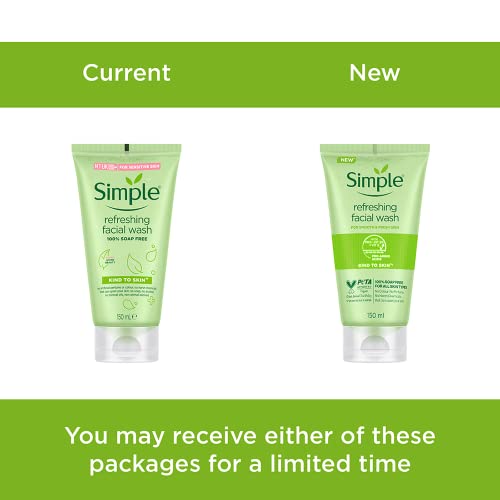 Simple Kind To Skin Refreshing Face Wash 150 ml | 100% soap-free gentle cleanser for sensitive, dry &amp; oily skin, for women &amp; men