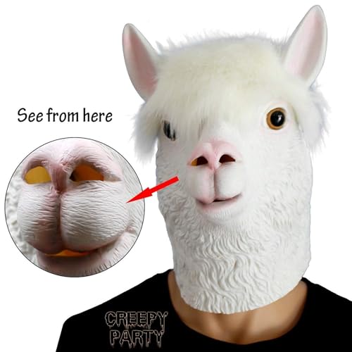 Animal Mask Costume Novelty Halloween Costume Party Latex Animal Head Mask Alpaca Mask White (llama)