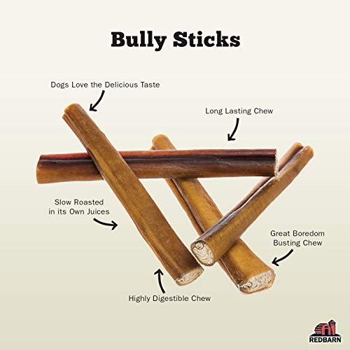 Redbarn All-Natural 7 Bully Sticks for Dogs - Premium Grain-Free &amp; Rawhide-Free Single Ingredient Long Lasting Low Odor Dental Treat for Chewers - 6 Count