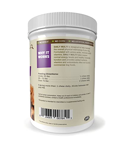 Daily Multivitamin for Dogs, Veggie Flavor, 150 Chews - Yummy Chews with Amino Acids, and Antioxidants - Supports Energy, Metabolic Function and Pet Wellness
