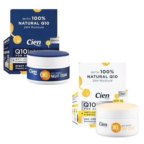 Set of 2 x 50 ml Anti-Wrinkle DAY + NIGHT CREAM - with q10, Hyaluronic Acid & Vitamin E