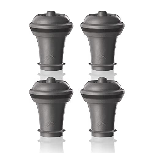 Wine Saver Vacuum Stoppers - Set of 4 - Gray - for Wine Bottles - Keep Wine Fresh for Up to a Week with Airtight Seal - Compatible with Wine Saver Pump