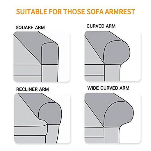 2PCS/Set Sofa Armrest Protectors for Armchairs Sofa Non-Slip Armchair Fleece Premium Armrest Covers Stretchy Chair Sofa Couch Arm Protector Stretch Fit (Dark Coffee Jacquard)