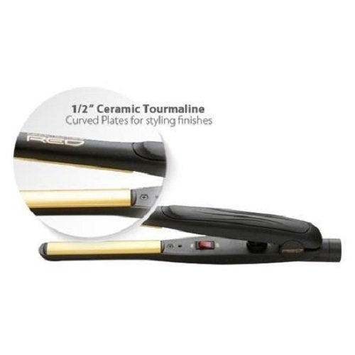 Kiss Products Red Ceramic Tourmaline Flat Iron, 1/2 Inch, 0.86 Pound