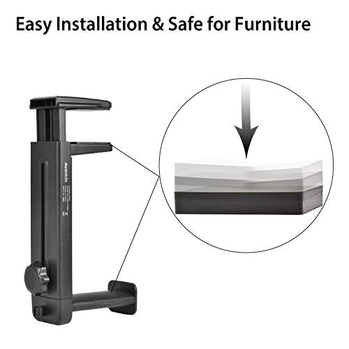 HS906 Headphone Stand &amp; Hanger 2 in 1, Above &amp; Under Desk Gaming Headset Holder Mount Hook with Height Adjustable &amp; Rotating Clamp, Earphone Rack with Cable Clip