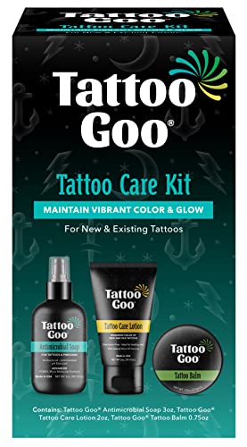 Aftercare Kit Includes Antimicrobial Soap, Balm, and Lotion, Tattoo Care for Color Enhancement + Quick Healing - Vegan, Cruelty-Free, Petroleum-Free (3 Piece Set)