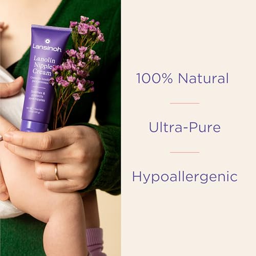 Lanolin Nipple Cream Safe for Breastfeeding Baby, 100% Natural Nipple Butter for Mom, Breastfeeding Essentials, 1.41 Ounces
