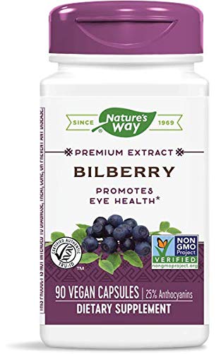 Nature&#39;s Way Bilberry Standardized Extract Veg Capsules 90 ea (Pack of 3)