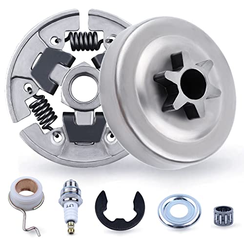 Chainsaw 7pcs Kit Sprocket Clutch Drum 3/8 for Stihl 017 018 021 023 MS170 MS180 MS210 MS230 MS250 Replacement Parts with Needle Bearing Washer E-Clip Worm Gear for 1123 640 2003, 1123 640 2073