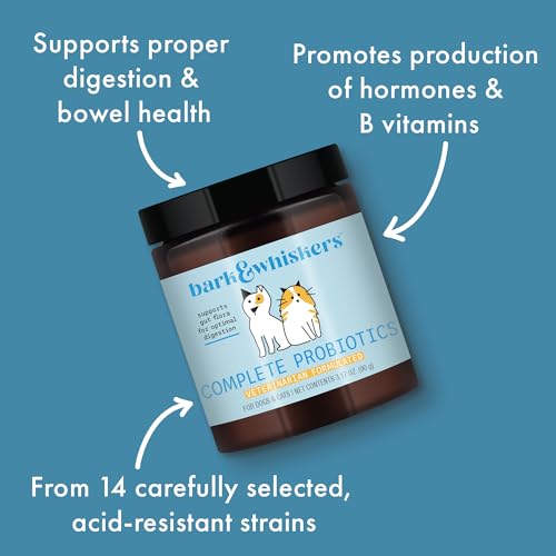 Bark &amp; Whiskers Complete Probiotics, for Dogs and Cats, 3.17 oz (90 g), Supports Immune Function, Digestive Support, Veterinarian Formulated, Non GMO,