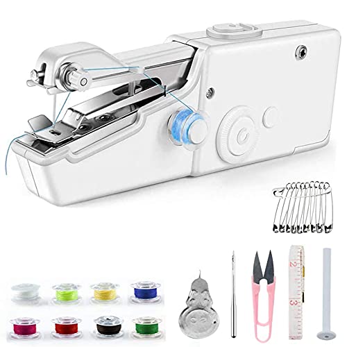 Handheld Sewing Machine Mini Portable Sewing Tool More Friendly to the Handicapped Easy-to-operate Portable DIY for Beginners for Home/Travel User (battery not included)