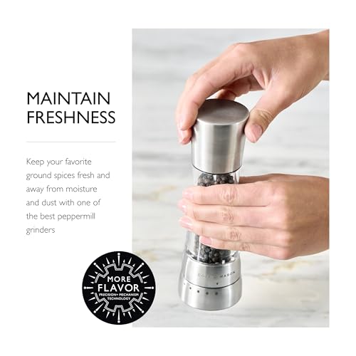COLE &amp; MASON Derwent Pepper Grinder - Stainless Steel Mill Includes Gourmet Precision Mechanism and Premium Peppercorns