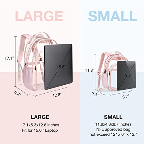 Clear Backpack Mini Transparent Backpack Stadium Approved See Through Backpack for Work, Festivals, Sport Event, Pink