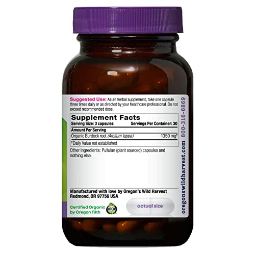 Burdock Organic Traditional Herbal Supplement Non GMO and Gluten Free | Vegan Capsules, 90 Count