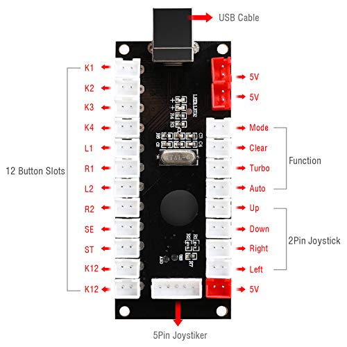 Zero Delay Arcade USB Encoder Pc to Joystick for Mame Jamma &amp; Other Pc Fighting Games for American Style Arcade Joystick &amp; HAPP Style Arcade Buttons