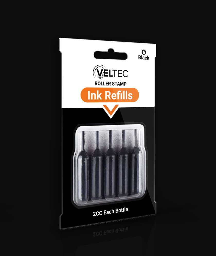 5-Pack Ink Refills for Roller Stamps – Black