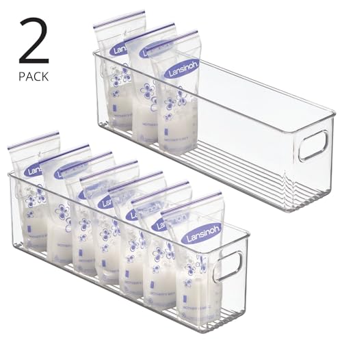 mDesign Plastic Long Stackable Storage Organizer Contai