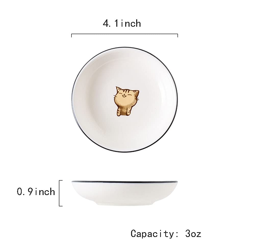 6pcs Cute Cat Multipurpose Ceramic Sauce Dish Seasoning Dishes Sushi Dipping Bowl Appetizer Plates