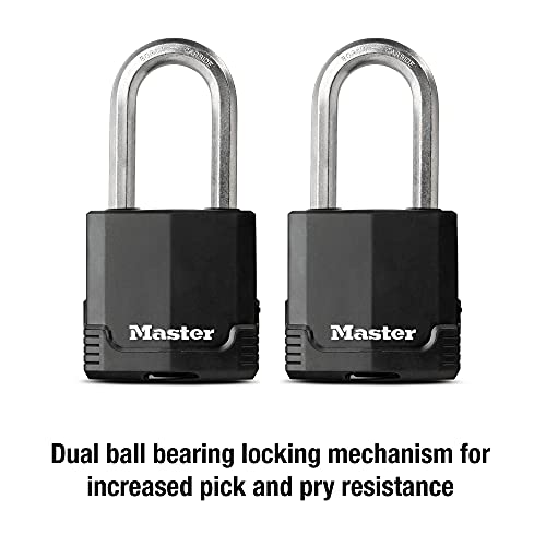 M515XTLH Magnum Heavy Duty Padlock with Key, 2 Pack Keyed-Alike, Black