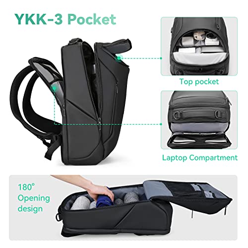 Business Backpack for Men, Waterproof High Tech Backpack with Sport Car Shape Design and USB Charging Port, Travel Laptop Backpack Fits 17.3 Inch Notebook