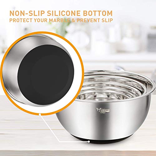Wildone Mixing Bowls with Lids Set, 5PCS Stainless Stee