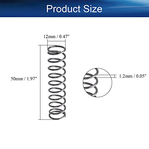 Compressed Spring,Spring Steel Small Coiled Extension Spring for Ball Pen Wire Dia 1.2mm OD 12mm Length 50mm 10Pcs