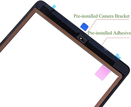Black Touch Screen Replacement for iPad 5 2017 9.7 inch, A1822 A1823 Digitizer Replacement with Home Button + Pre-Installed Adhesive + Tool Kits