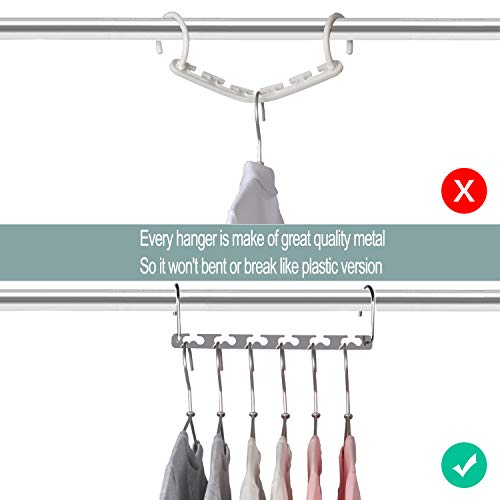 Space Saving Hangers Metal Clothes Hangers 6X2 Slots Magic Hanger Cascading Hanger Updated Hook Design Closet Organizer Hanger (Pack of 4)