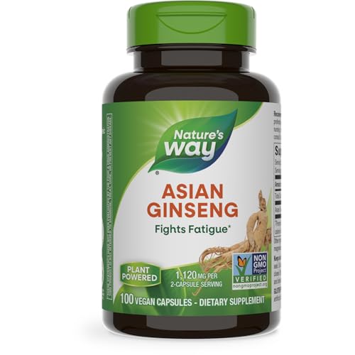 Asian Ginseng, Fights Fatigue*, 1,120mg Per 2-capsule Serving, Non-GMO Project Verified, Vegan, 100 Capsules (Packaging May Vary)