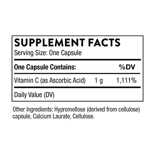 Ascorbic Acid - 1000 mg Vitamin C Supplement - Supports Healthy Immune Response, Collagen Formation, and Antioxidant Support* - Gluten-Free - 60 Capsules
