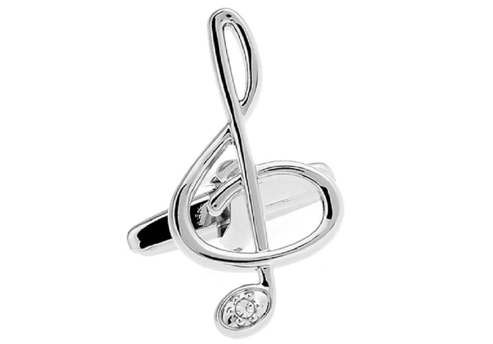 MRCUFF Treble Clef Music Note Crystal Pair of Cufflinks