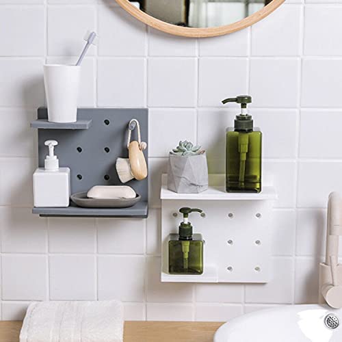 Plastic Pegboard Wall Organizer, White, 22 x 22 x 1.5 in, Includes 4 Wall Shelves, 8 Hanging Boards, 24 Hooks