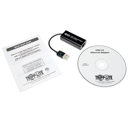 USB 2.0 Hi-Speed to Ethernet NIC Network Adapter, 10/100 Mbps (U236-000-R), Black
