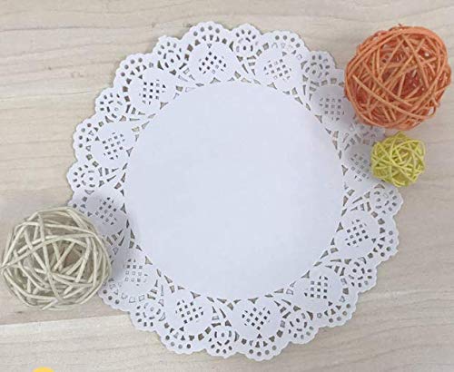 WOIWO 100 Pieces White Lace Doilies Paper,Round Paper D