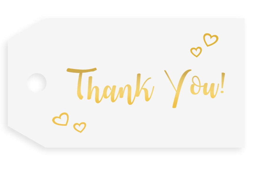 Thank You Tags Gold Foil - 50 Pack - Rectangular Tags, 
