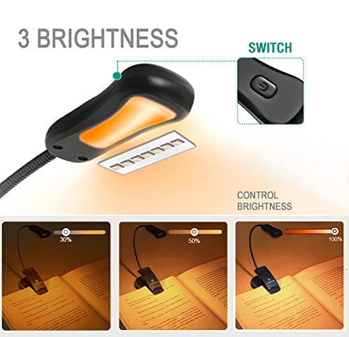 Amber Rechargeable 7 Led Eye-Care Book Light,Blue Light Blocking Reading Light,3 Levels,1600K for Strain-Free, Healthy Eyes.Up to 70 Hours Reading for Bookworms.