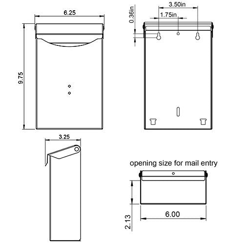 Classic Small Capacity Galvanized Steel Black, Wall-Mount Mailbox, BW110000