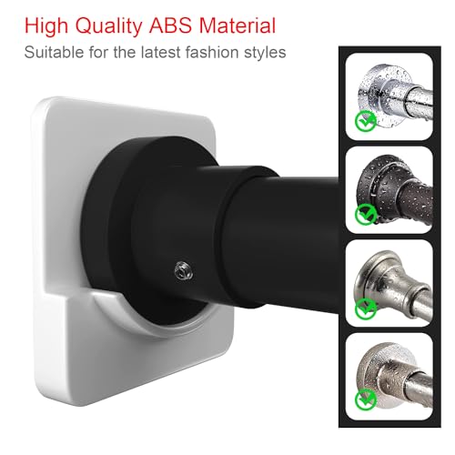 Adhesive Shower Curtain Rod Holder | No Drilling, Sticking them up Or Easy places to drill for a fixture | Strong Hold | 2 Pack, White (Rod Not Included)