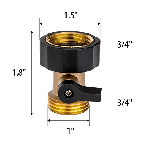 Heavy Duty Brass Shut Off Valve Garden Hose Connector,3PCS 3/4 Water Hose Single Shut Off Valve Garden Hose Connector