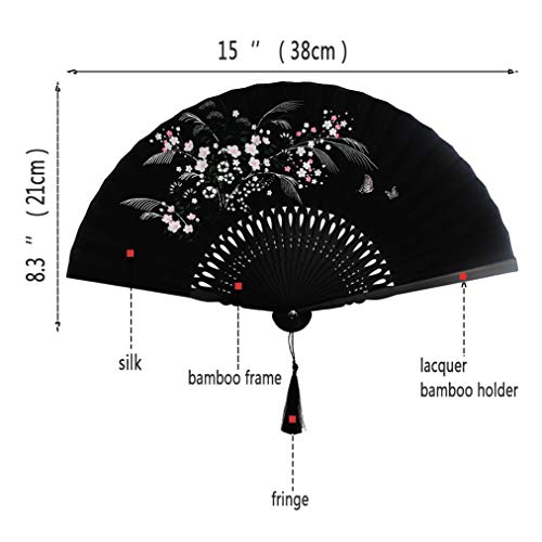 Grassflowers Folding Hand Held Fans - with a Fabric Sleeve for Protection for Birthday Gifts - Womens Folding Hand Fan Chinese/Japanese Vintage Style Handheld Folding Fan Home Decorations