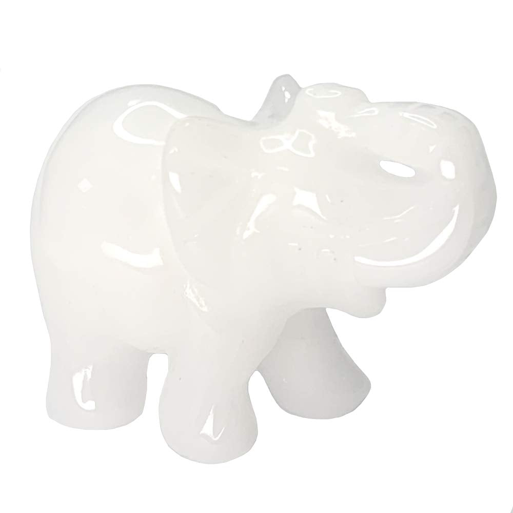 White Jade Elephant Figurines Hand Carved Pocket Statue Healing Crystals Good Luck for Home Decor 1.5 inches