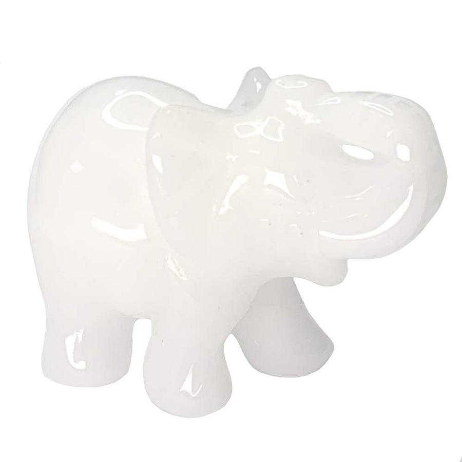White Jade Elephant Figurines Hand Carved Pocket Statue Healing Crystals Good Luck for Home Decor 1.5 inches