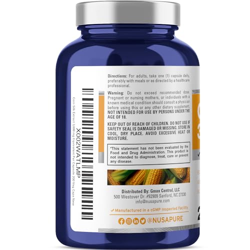 Corn Silk Extract 3,000 mg per Caps - 200 Veggie Caps (100% Vegetarian, Non-GMO, Extract 20:1, Gluten-Free)