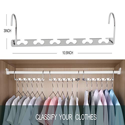 Space Saving Hangers Metal Clothes Hangers 6X2 Slots Magic Hanger Cascading Hanger Updated Hook Design Closet Organizer Hanger (Pack of 4)