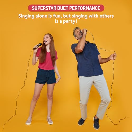 Wired Microphone for Karaoke, (Black) - Unidirectional Dynamic Vocal Microphone - Plug-in Microphone for Karaoke Machine, AMP, &amp; Speaker - Mic for Singing, Public Speaking, &amp; Parties