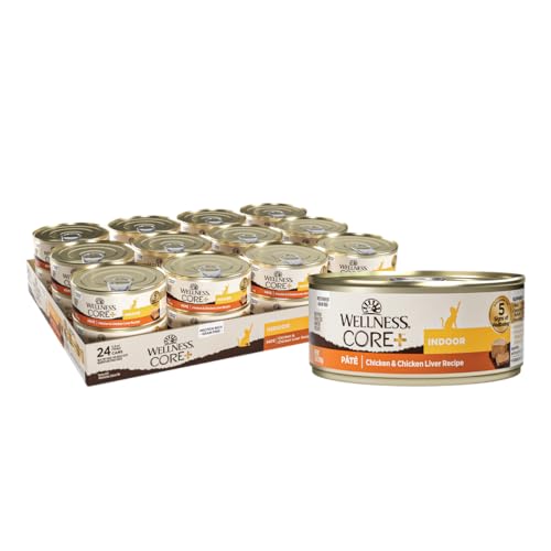 CORE+ Indoor Pate Adult Wet Cat Food, Natural, Protein-Rich, Grain Free, 3 Ounce, 12 Pack (Chicken & Chicken Liver)